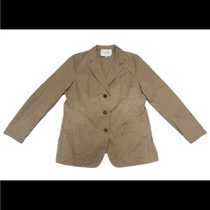 Lafayette 148 New York Women’s Medium Cotton Poplin Patch Pocket Blazer Beige